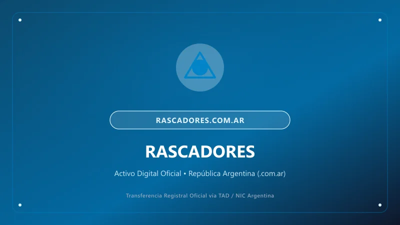 Identidad visual y presentación comercial del nombre de dominio rascadores.com.ar en venta